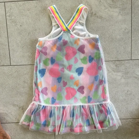 Baby Sara Little Girl’s Pastel Striped Sequin Heart A-Line Dress - Picture 7 of 7